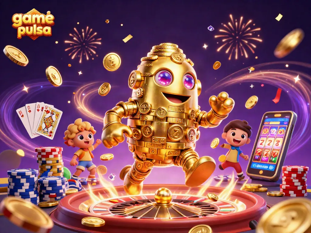 Spin the reels of game slot pulsa with captivating characters and sparkling graphics in a vibrant 3D scene.