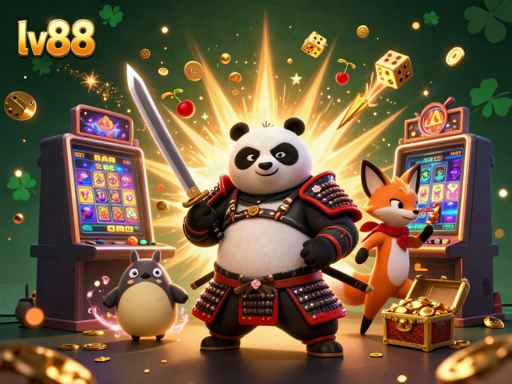 Experience excitement at lv88 with a dazzling 3D casino scene featuring vibrant characters and game elements.
